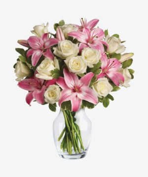 Swirling Beauty - Pink Roses & Lilies Bouquet