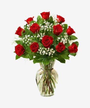 Premium Red Rose Elegance With Bowl